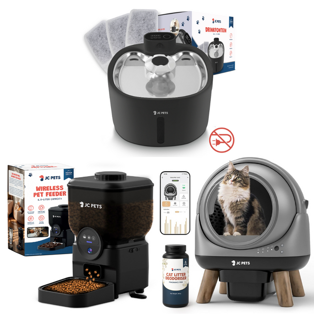 Drinkfontein + Voerbak + Kattenbak