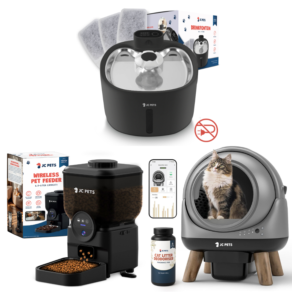 Drinkfontein + Voerbak + Kattenbak